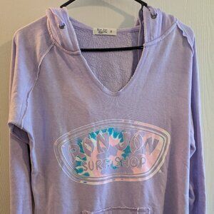 Ron Jon Surf Shop Purple Orlando Long Sleeve Pocket Surfer Hoodie Size Small